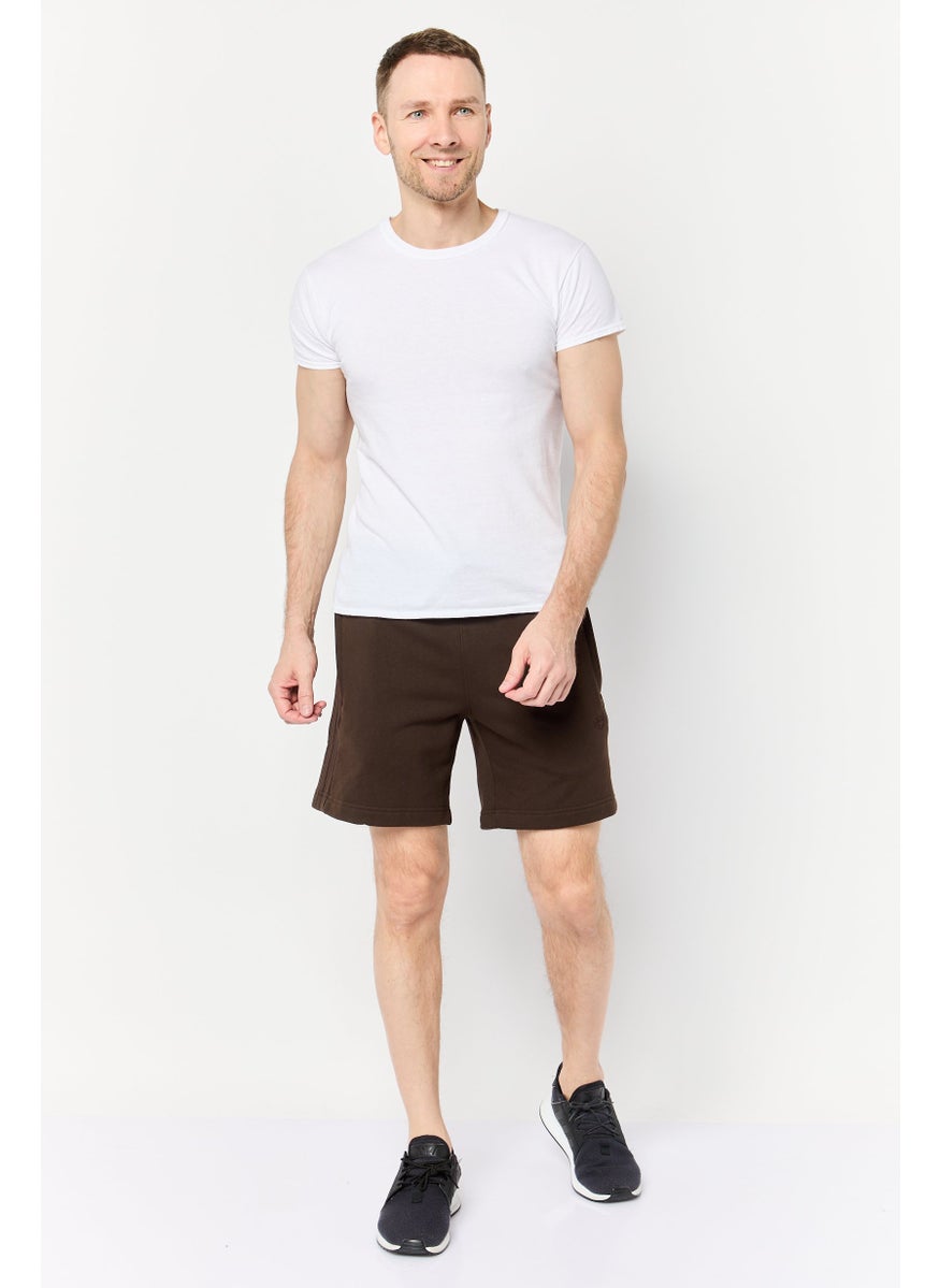 Men Sportswear Fit Brand Logo Training Shorts, Brown