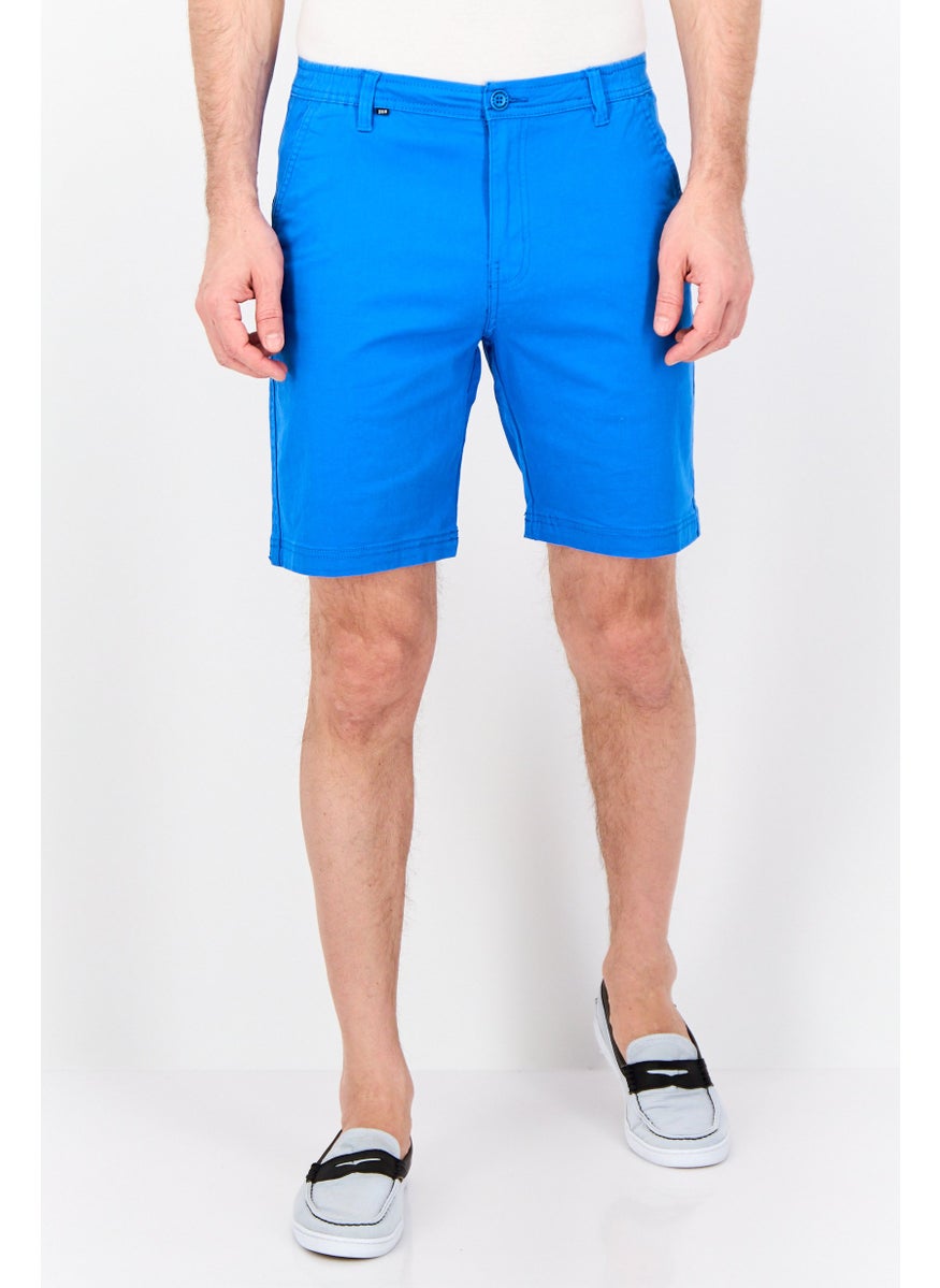 Men Solid Basic Shorts, Bright Blue