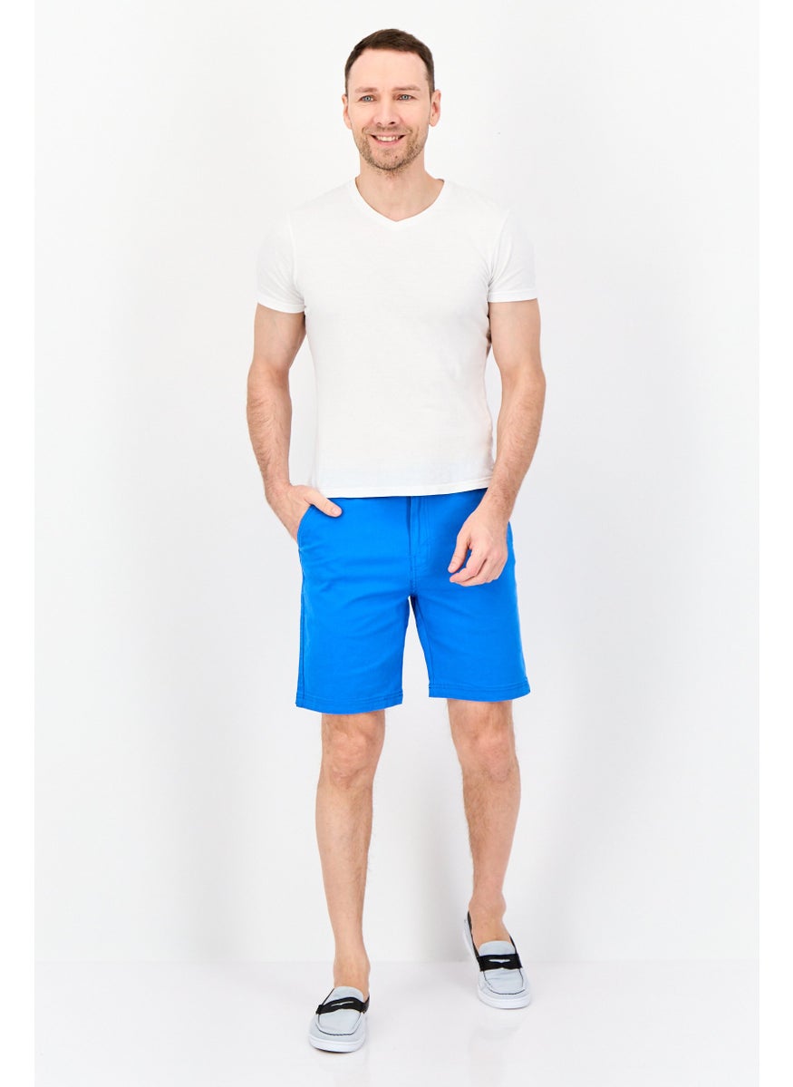 Men Solid Basic Shorts, Bright Blue
