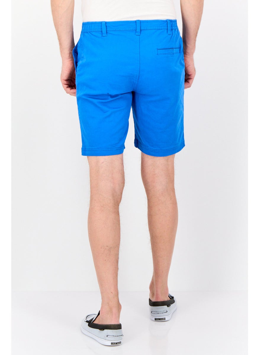 Men Solid Basic Shorts, Bright Blue