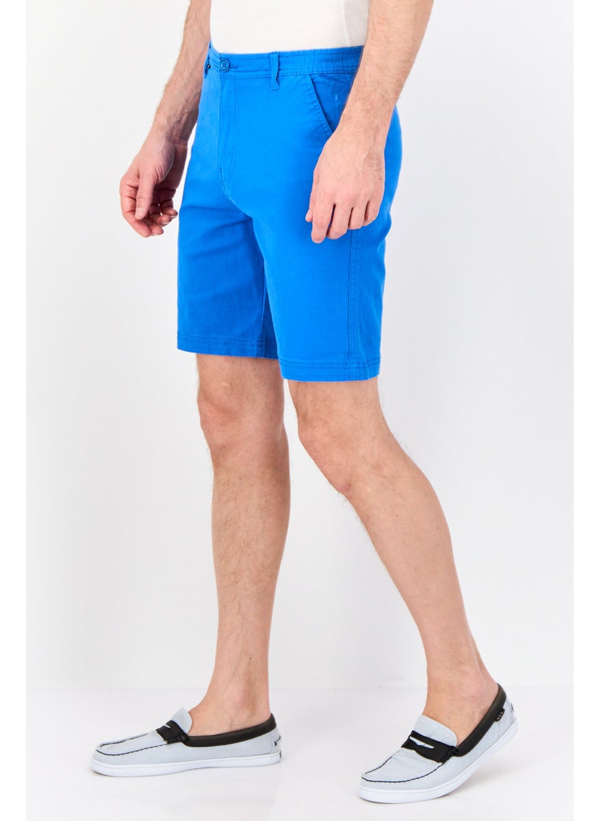 Men Solid Basic Shorts, Bright Blue