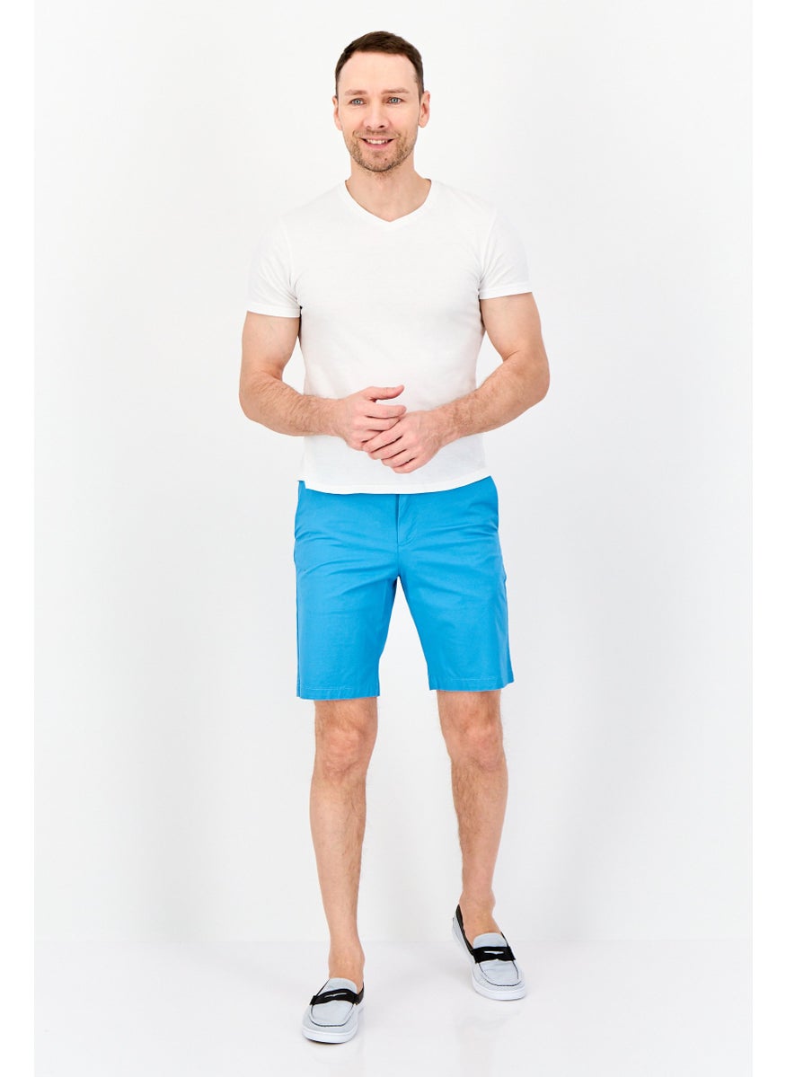Men Solid Chino Shorts, Blue