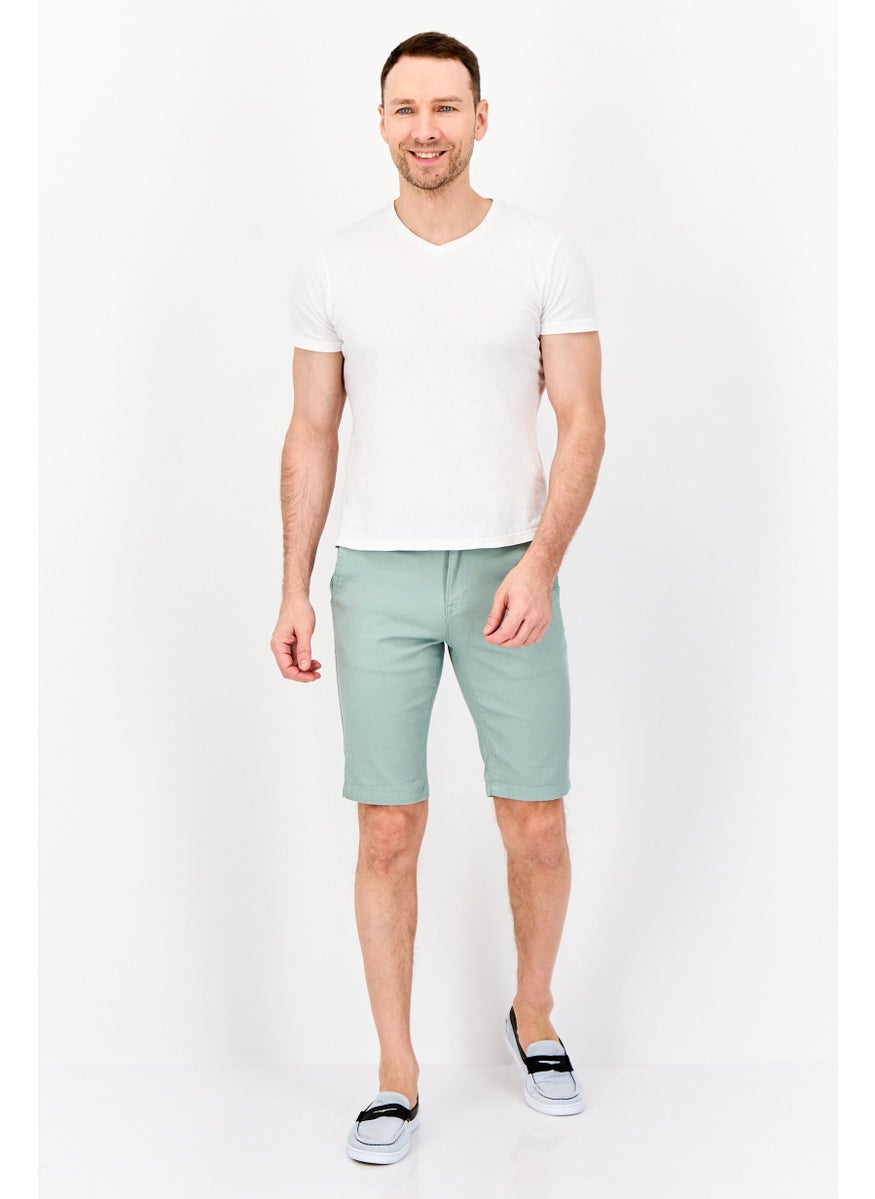 Men Textured Belted Basic Short, Sage