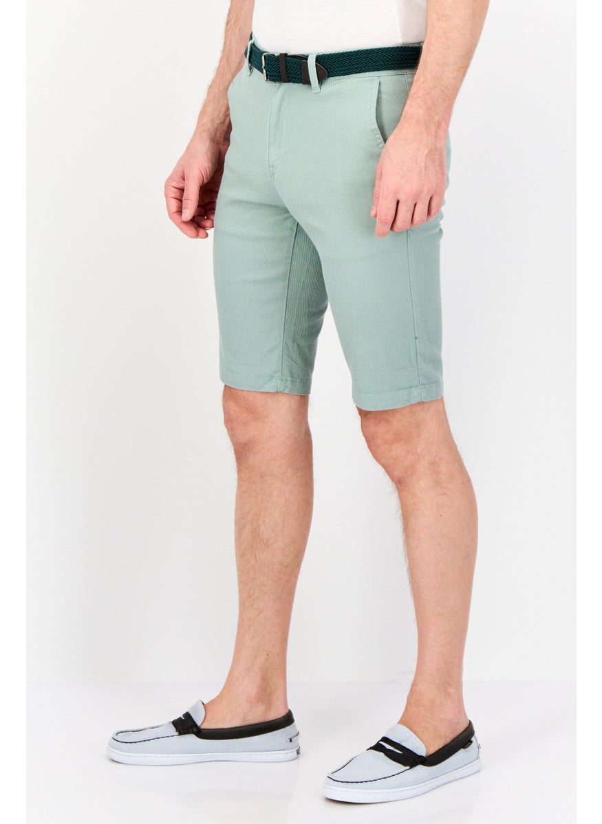 Men Textured Belted Basic Short, Sage