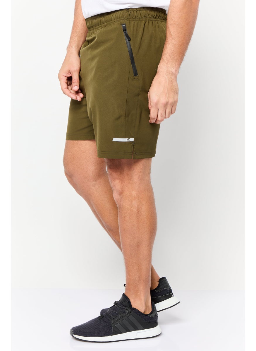 Men 7 Inseam Sportswear Fit Outdoor Shorts, Dark Olive