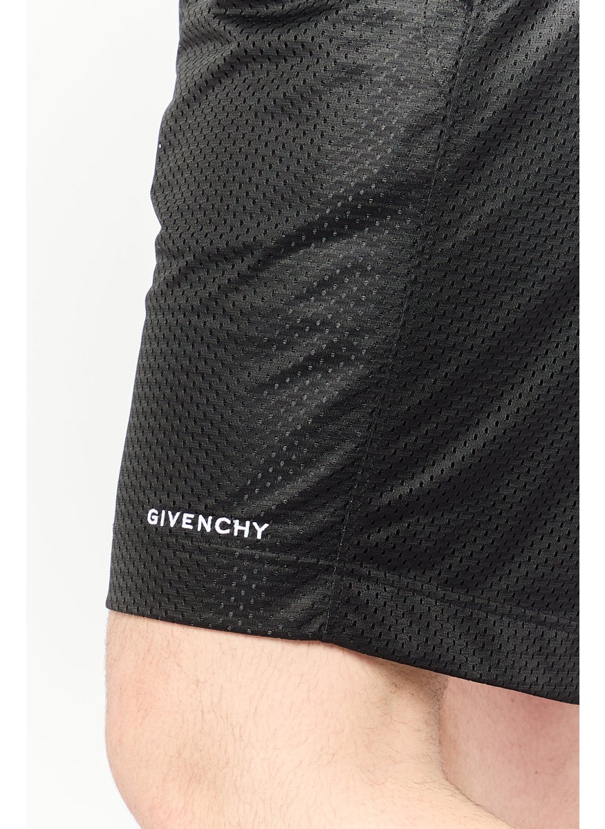Men Brand Logo Basic Shorts, Black