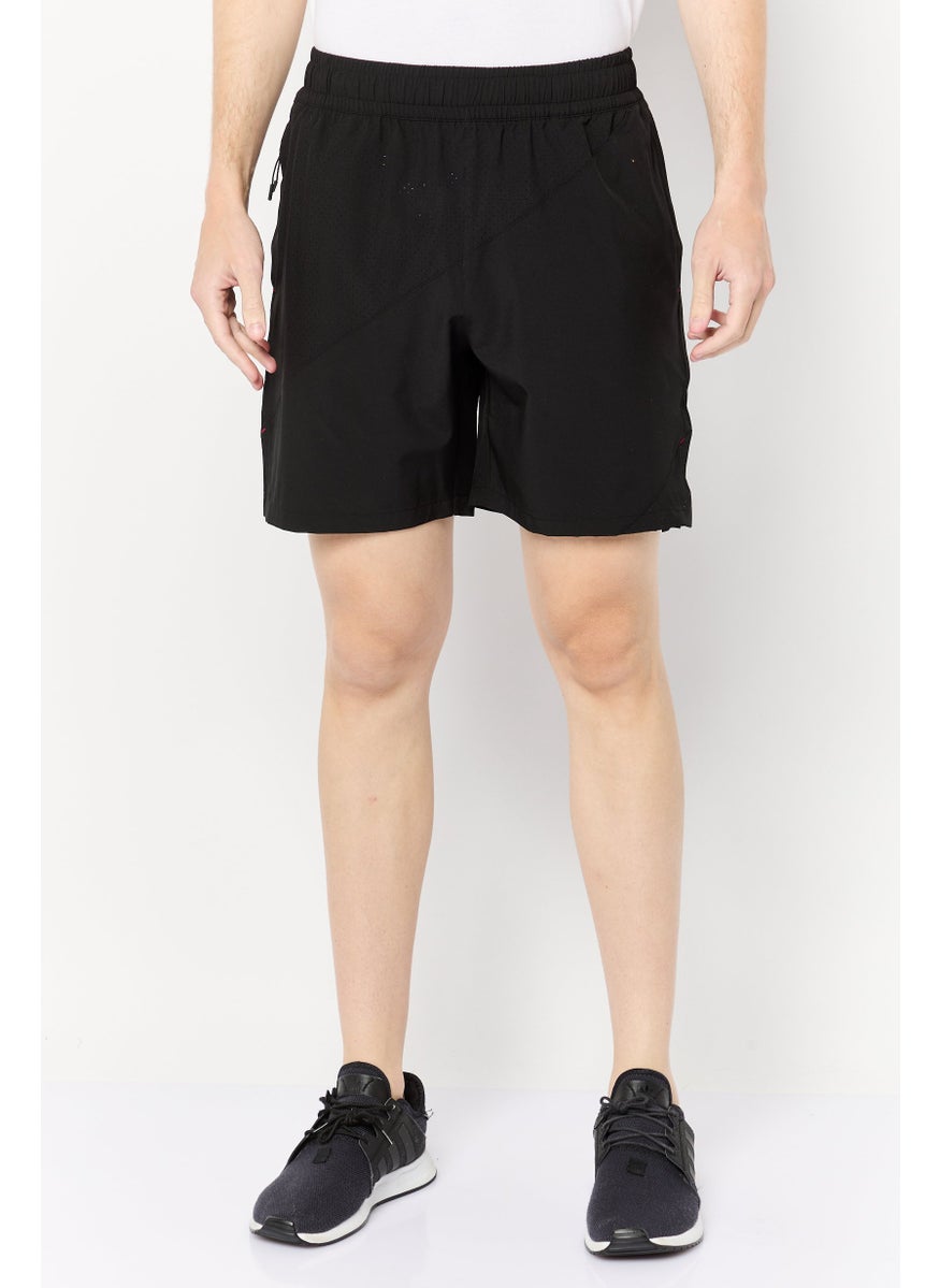 Men Sportswear Fit 2 Pcs Training Shorts, Black