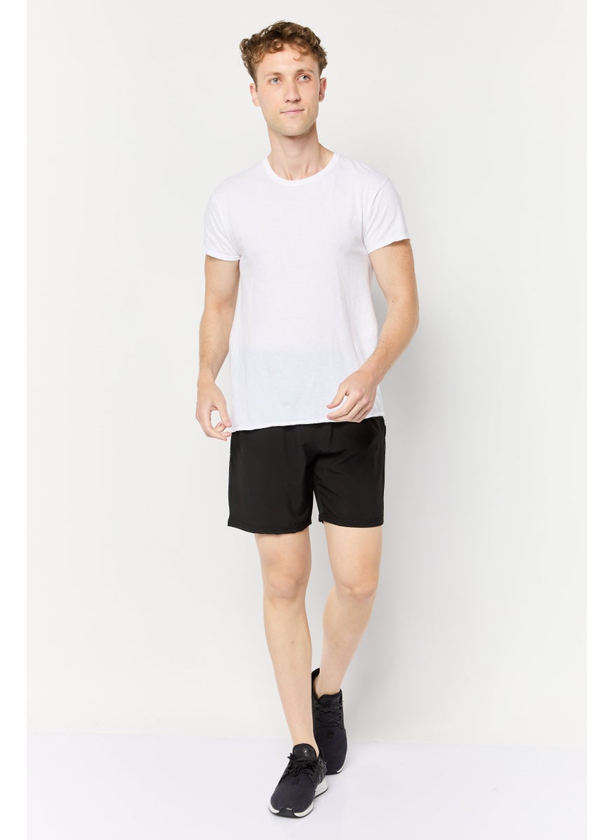 Men Sportswear Fit 2 Pcs Training Shorts, Black