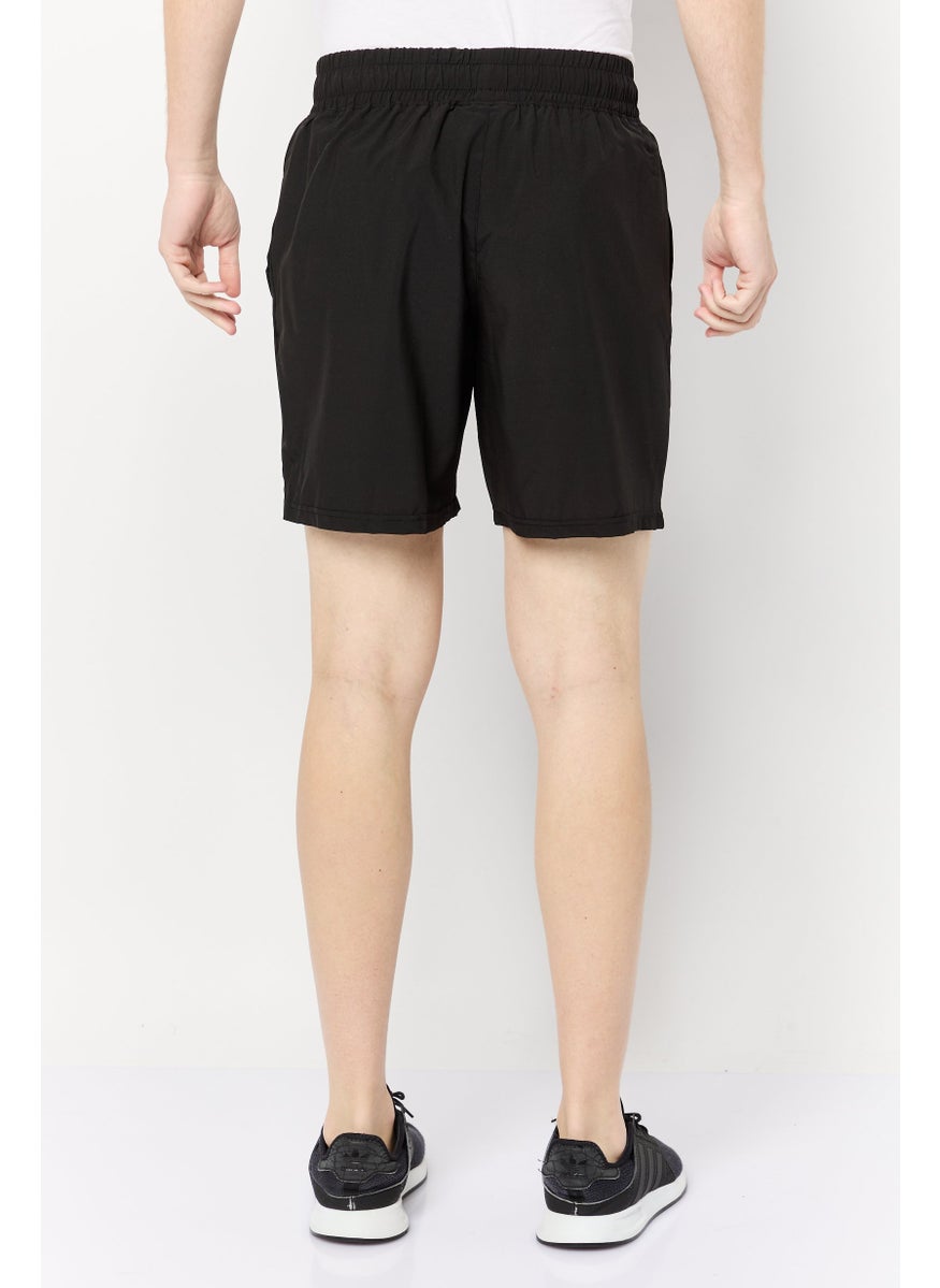 Men Sportswear Fit 2 Pcs Training Shorts, Black