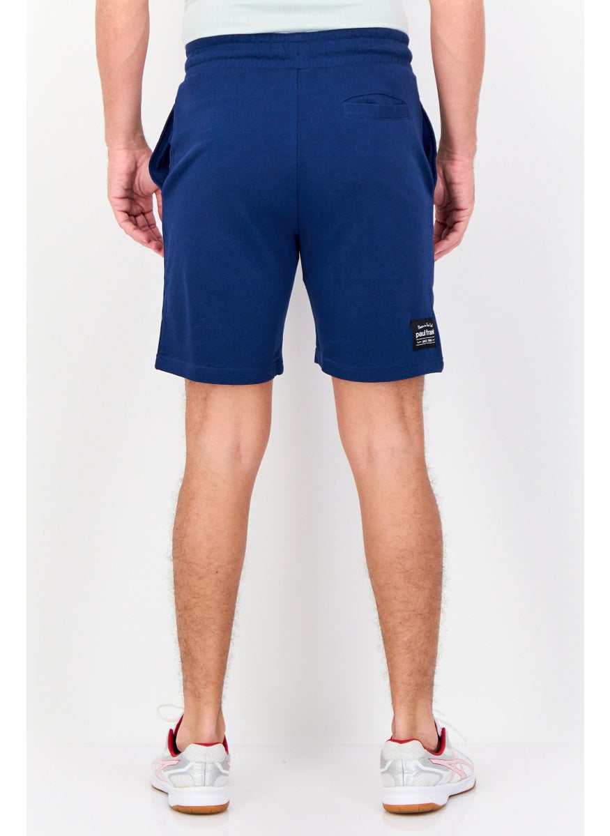 Men Graphic Print Basic Shorts, Navy Blue