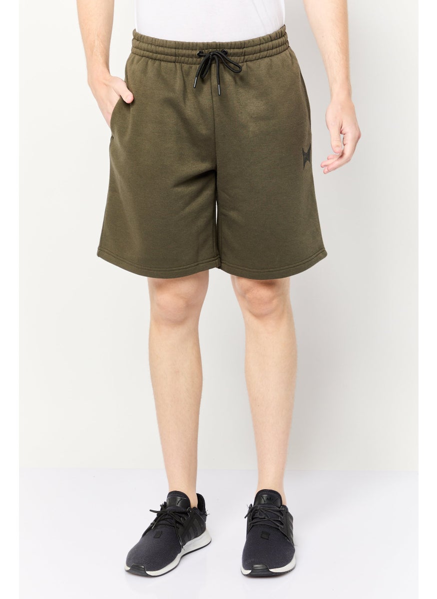 Men Brand Logo Basic Short, Dark Olive