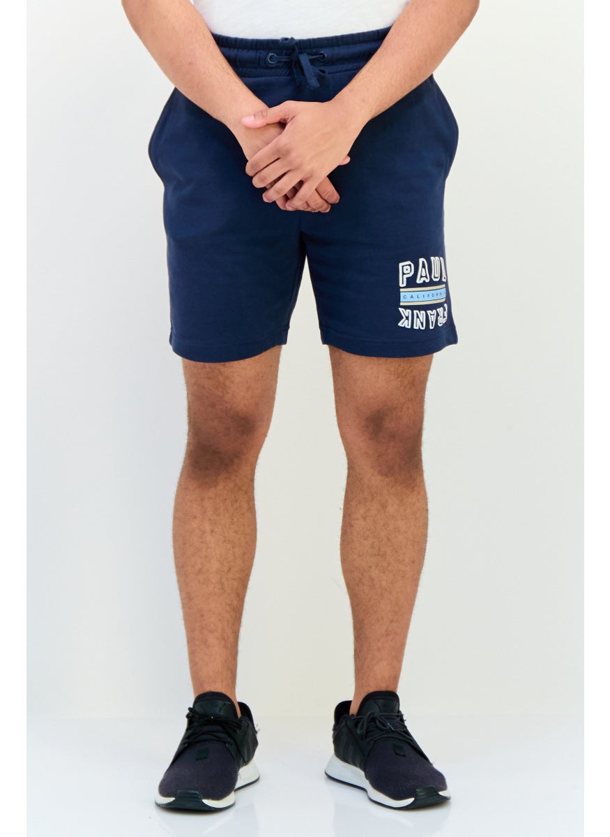 Men Graphic Print Basic Shorts, Navy