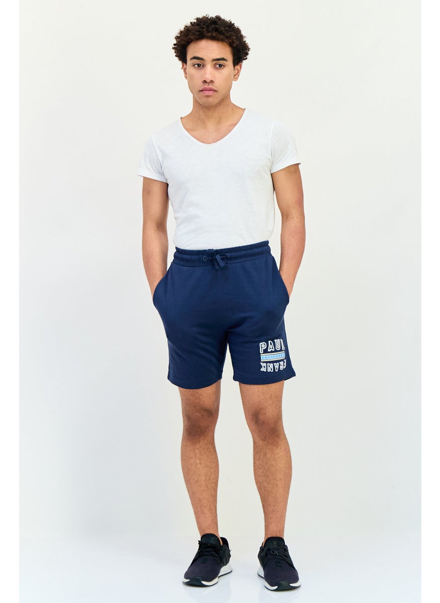 Men Graphic Print Basic Shorts, Navy