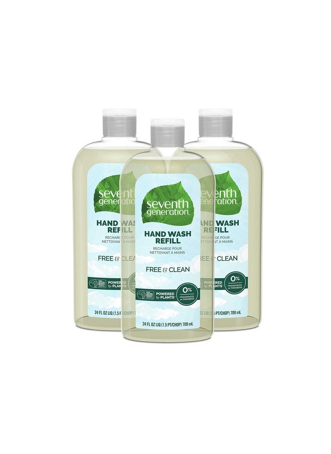 Seventh Generation Hand Soap Refill, Free & Clear Unscented, 24 oz, 3 pack (Packaging May Vary)