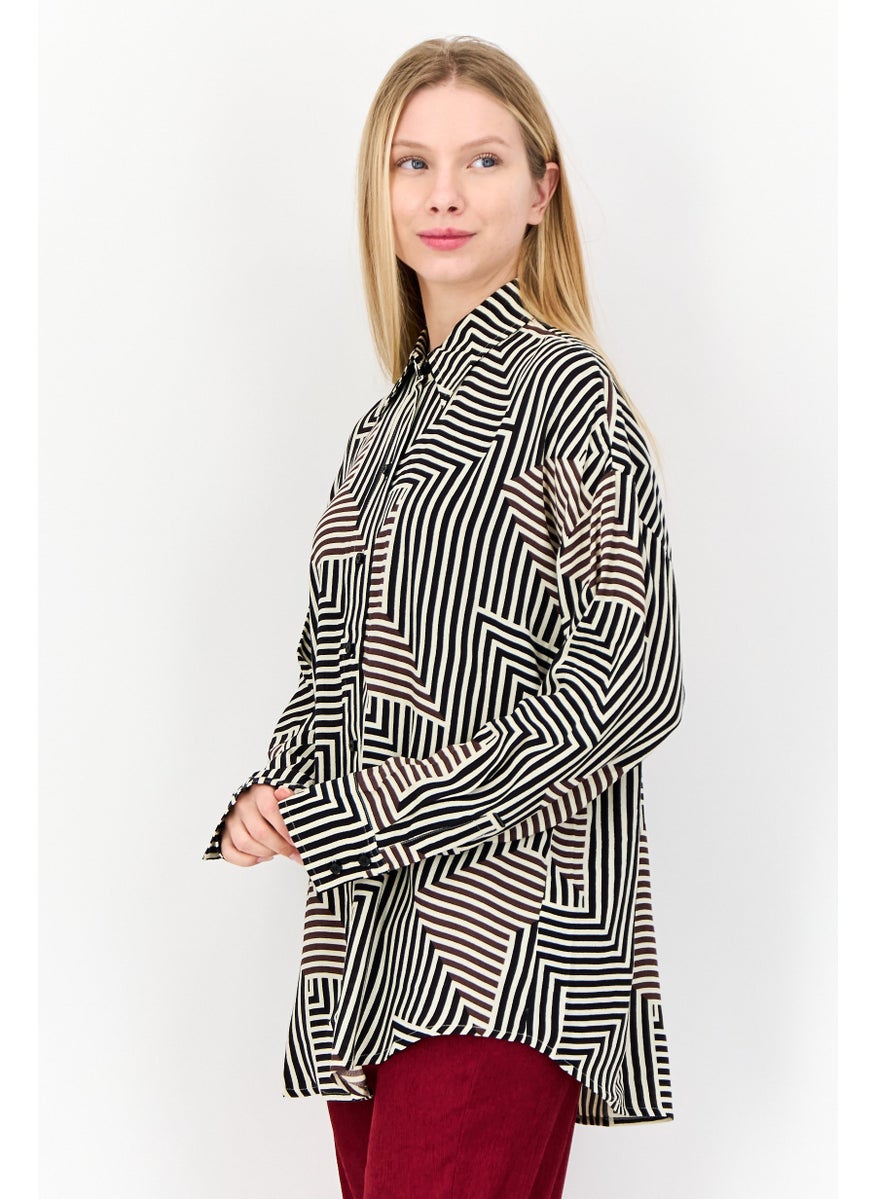 Women Regular Fit Abstract Print Long Sleeve Shirts, Multicolor