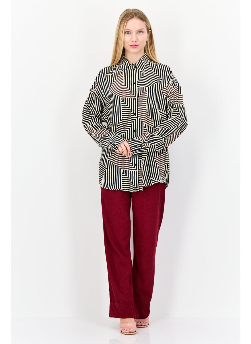 Women Regular Fit Abstract Print Long Sleeve Shirts, Multicolor