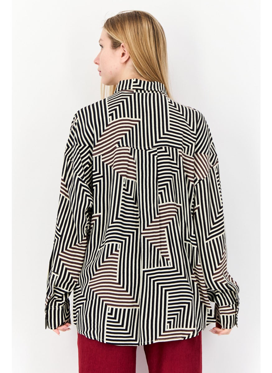 Women Regular Fit Abstract Print Long Sleeve Shirts, Multicolor