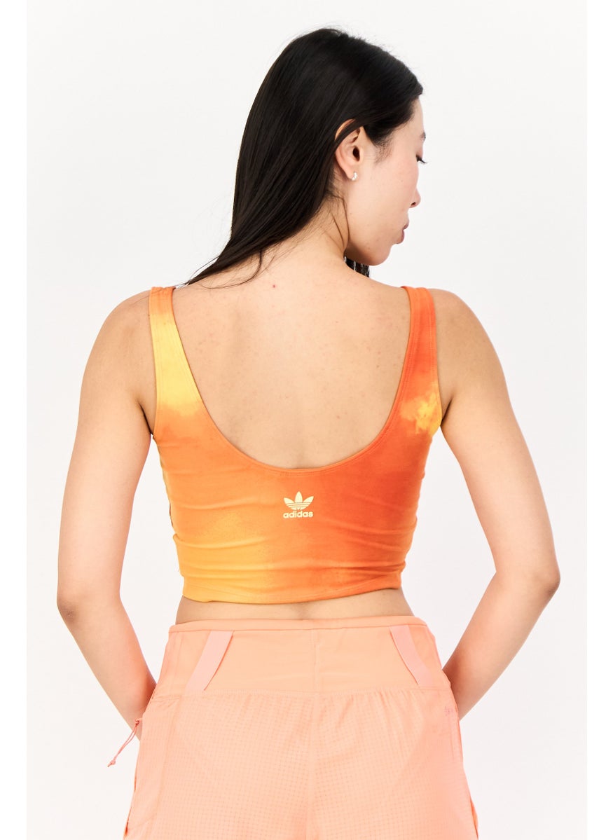 Women Sportswear Fit Sleeveless Running Crop Top, Orange