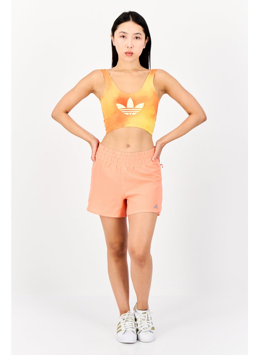 Women Sportswear Fit Sleeveless Running Crop Top, Orange