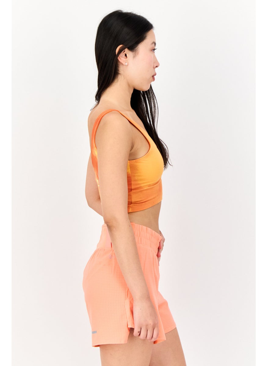 Women Sportswear Fit Sleeveless Running Crop Top, Orange