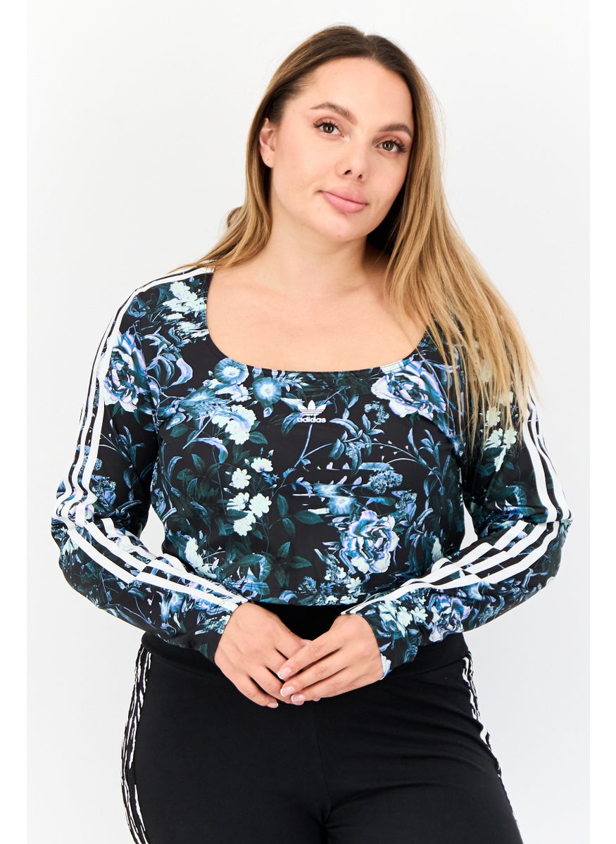 Women Sportswear Fit Long Sleeves Training Crop Top, Black