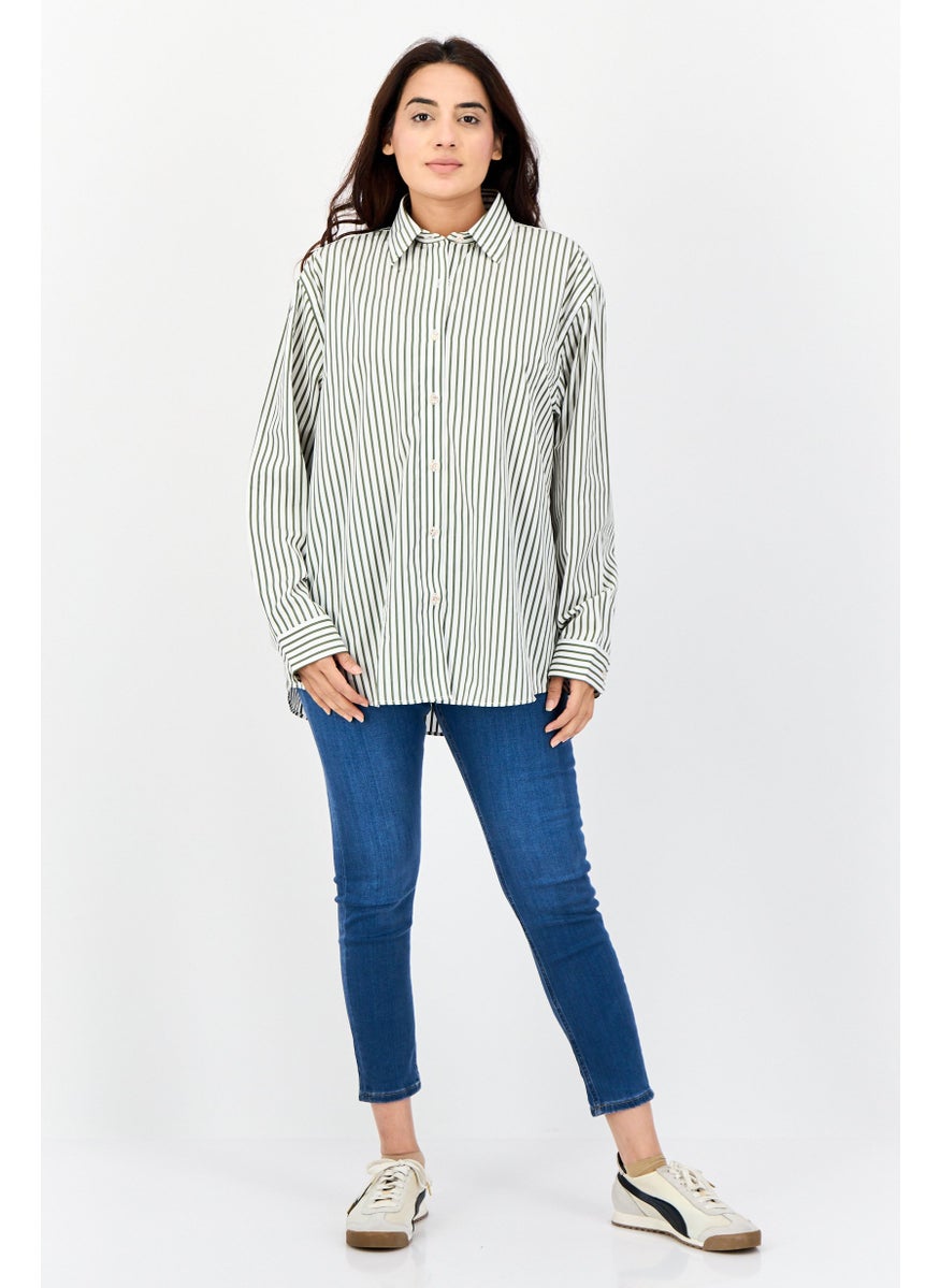 Women Regular Fit Stripe Long Sleeves Shirt, Multicolor