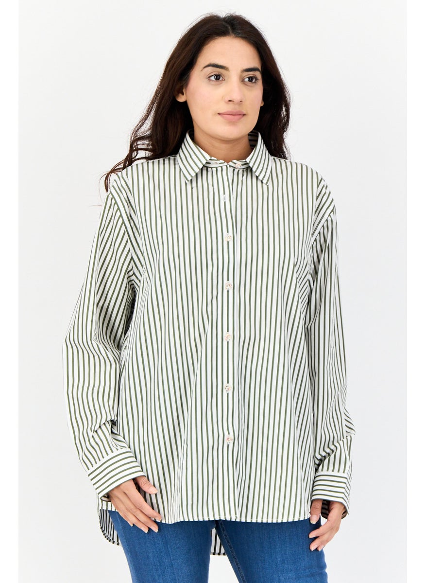 Women Regular Fit Stripe Long Sleeves Shirt, Multicolor