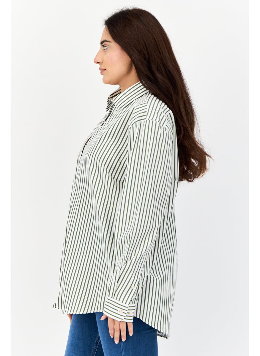Women Regular Fit Stripe Long Sleeves Shirt, Multicolor