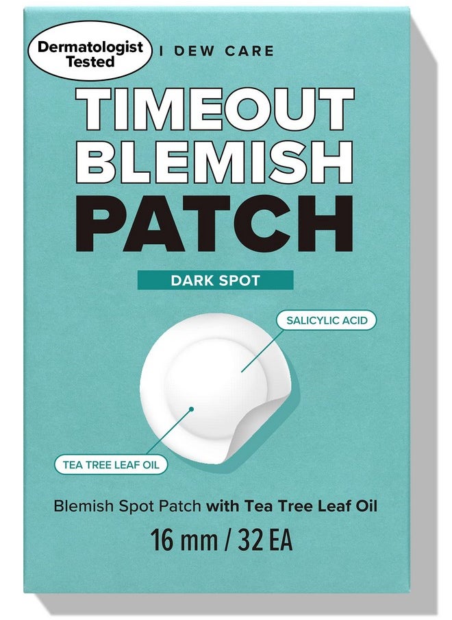 I DEW CARE Hydrocolloid Acne Pimple Patch - Timeout Blemish Dark Spot | Korean zit patches for face and skin, 32 Count (16mm), Facial Stickers, Pus absorbing with Tea Tree Leaf Oil