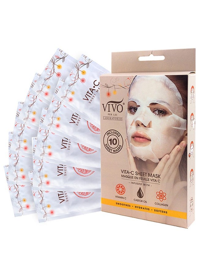 VIVO Vitamin C Sheet Mask - Vitamin C Sheet Mask for Anti Aging - Mask with Collagen - Vitamin C Mask For Healthy Skin from Per Lei (2 Pack)