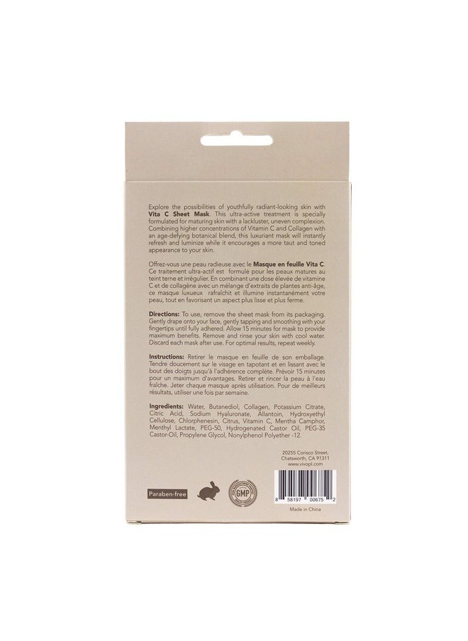 VIVO Vitamin C Sheet Mask - Vitamin C Sheet Mask for Anti Aging - Mask with Collagen - Vitamin C Mask For Healthy Skin from Per Lei (2 Pack)