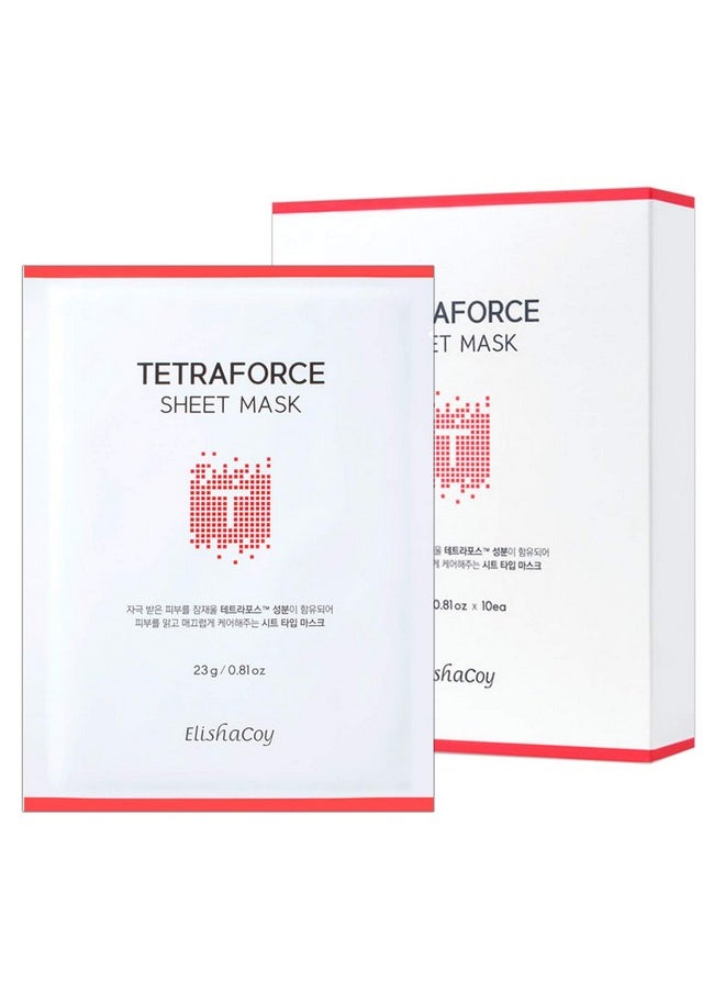 Elishacoy TETRAFORCE Sheet Mask 23g 10 Sheet - Tea Tree & Centella Asiatica Contained Skin Calming Facial Mask Sheet, Redness Relief, Removes Dead Skin Cells for Oily Acne Prone Skin