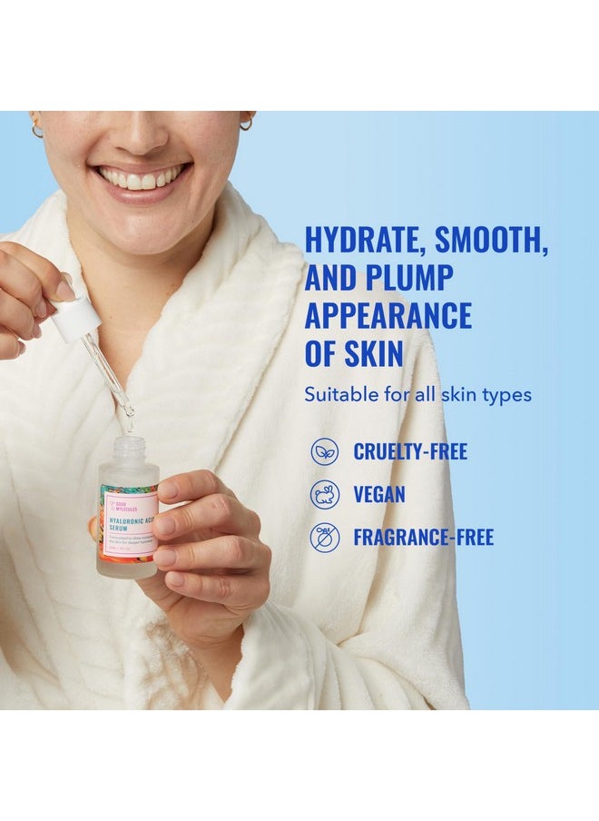 Good Molecules Hyaluronic Acid Serum - Hydrating, Non-greasy formula to Moisturize, Plump - 1% HA, Anti-aging, Water-Based Skincare for Face