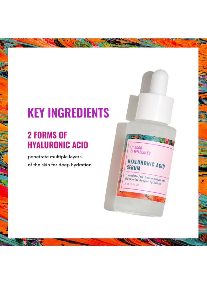 Good Molecules Hyaluronic Acid Serum - Hydrating, Non-greasy formula to Moisturize, Plump - 1% HA, Anti-aging, Water-Based Skincare for Face
