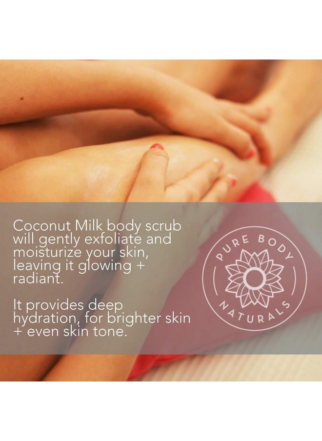 Pure Body Naturals Exfoliating Body Scrub with Hydrating Coconut Milk and Detoxifying Dead Sea Salt, Moisturizing Exfoliating Scrub, 12 Ounce (Packaging Varies)