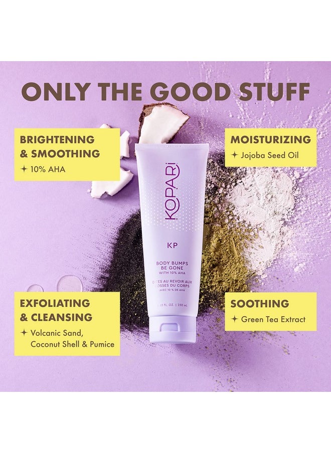 Kopari KP Body Bumps Be Gone Exfoliating Body Scrub with 10% AHA, to Smooth Skin, Reduce Bumps, Decongest Pores, Clarifying, Gently Exfoliate & Wash | 8.45 fl oz Tube