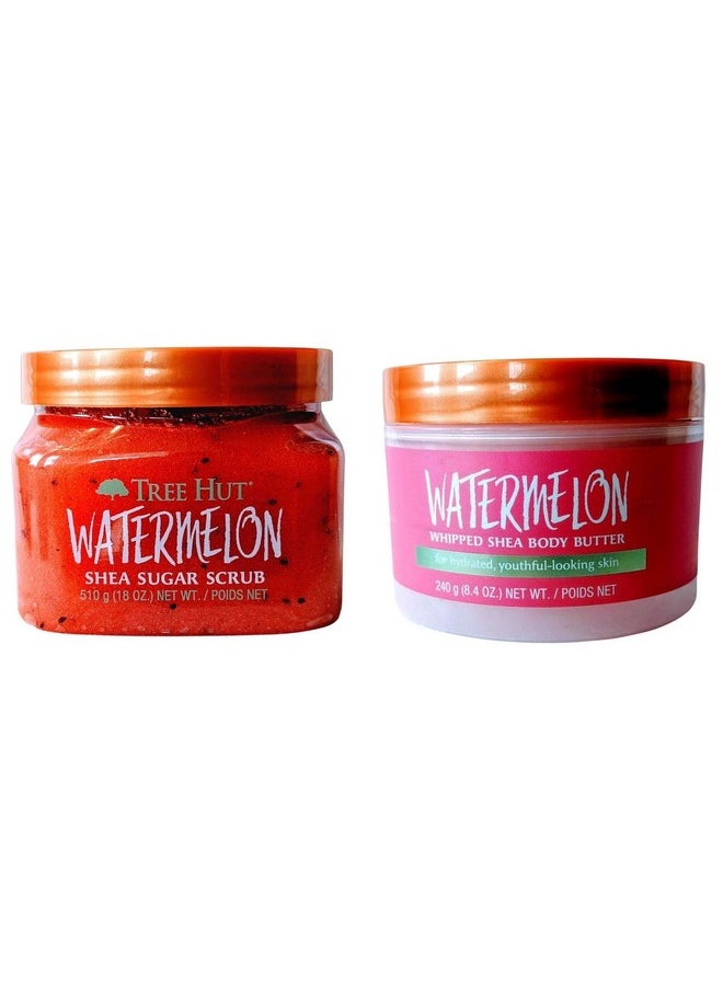 Tree Hut Radiant Skin Watermelon Shea Sugar Scrub Bundled With Watermelon Whipped Shea Body Butter