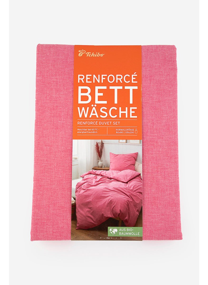 Chambray Duvet Set 135 x 200 cm, Pink