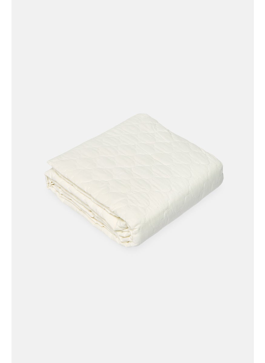 Queen 3 Pieces Quilted Bedspread With Pillow Case Set, Cream