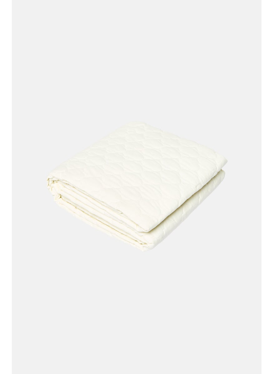 Single 2 Pieces Quilted Bedspread With Pillow Case Set, Cream
