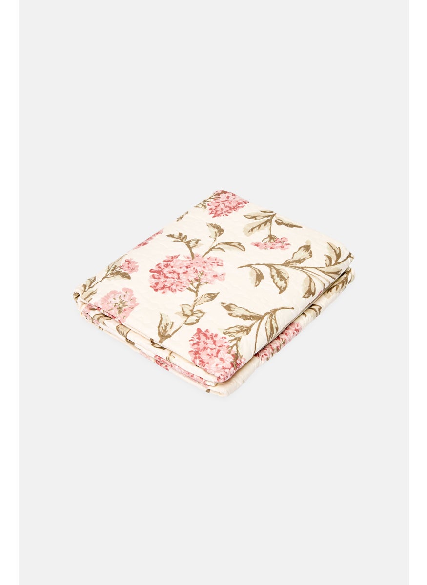 Single 2 Pieces Floral Pattern Bedspread With Pillow Case Set, Multicolor