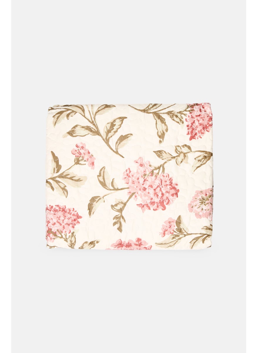 Single 2 Pieces Floral Pattern Bedspread With Pillow Case Set, Multicolor