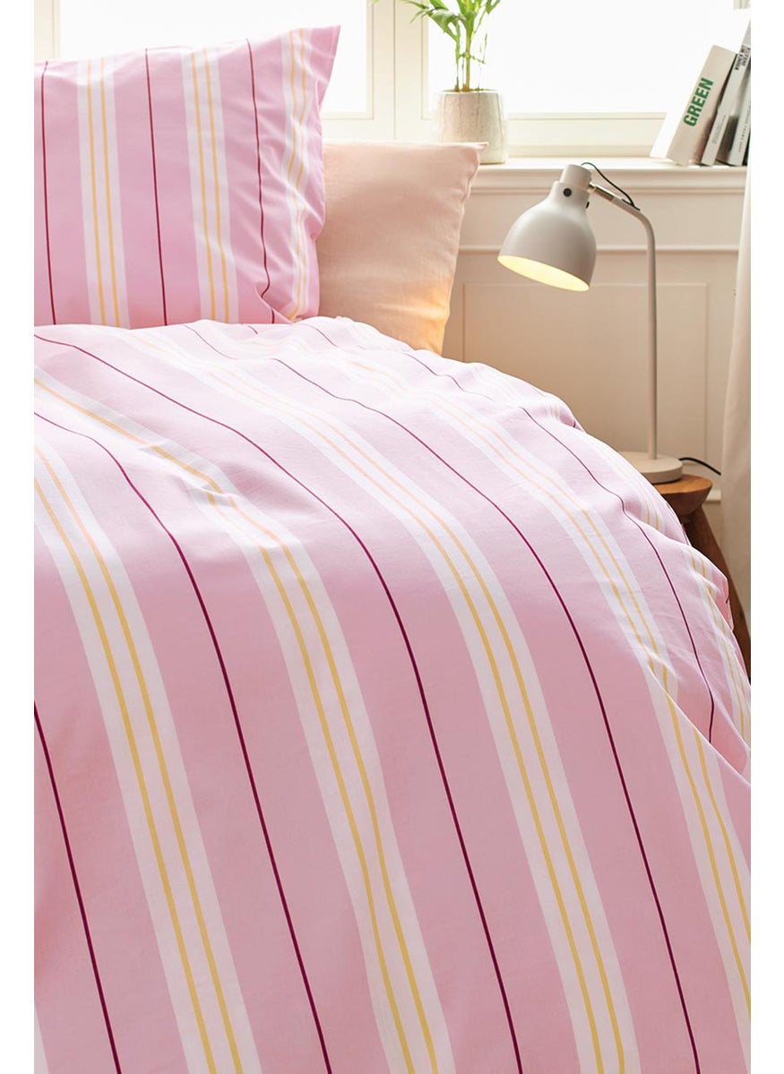 Single Premium 2 Piece Striped Cotton Duvet Set, Multicolor