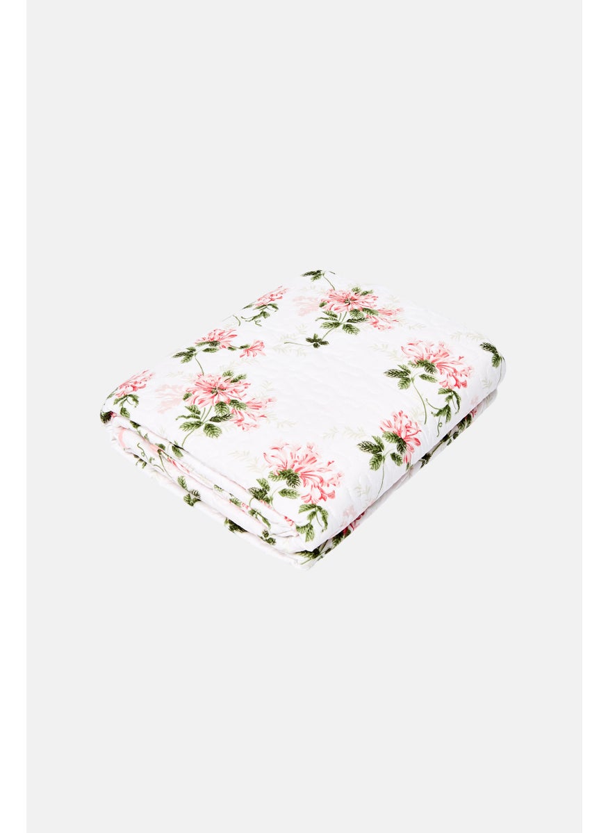 3 Pieces King  Floral Pattern Bedspread With Pillow Case Set, Multicolor
