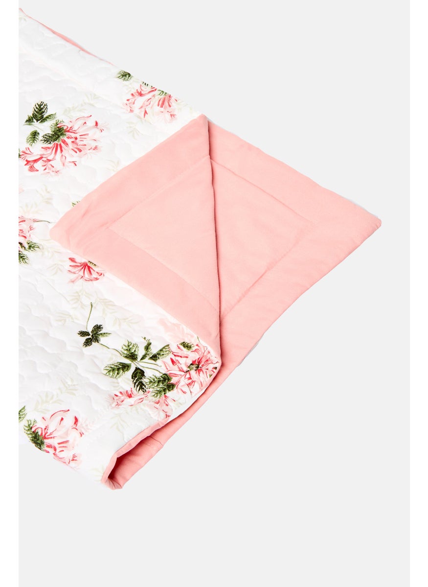 3 Pieces King  Floral Pattern Bedspread With Pillow Case Set, Multicolor