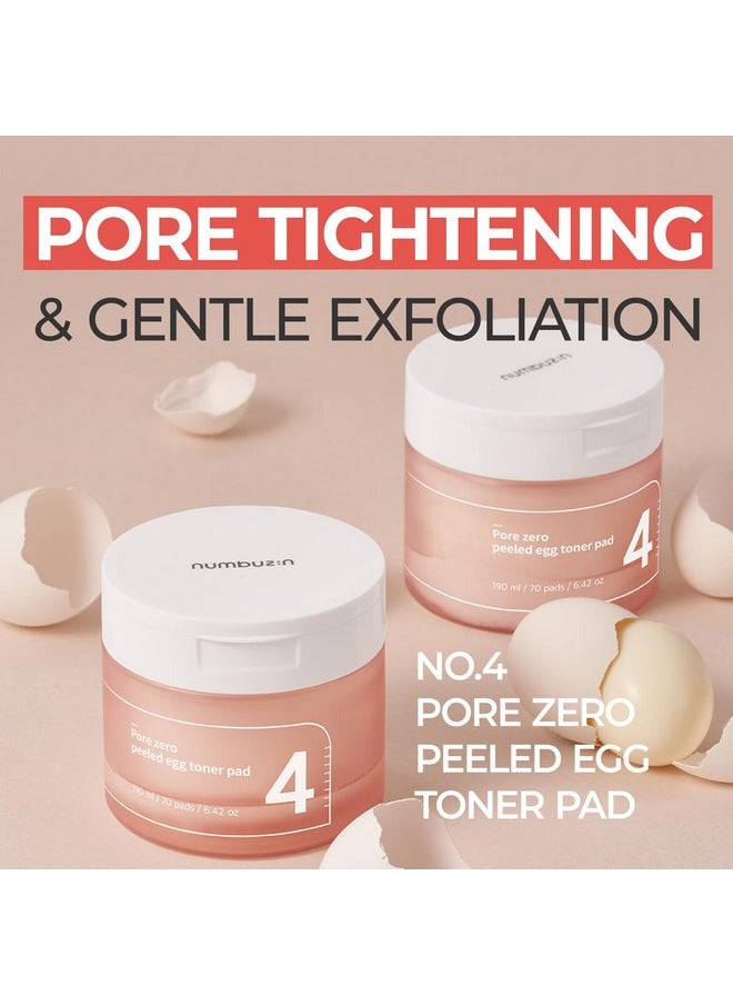 numbuzin No.4 Pore Zero Peeled Egg Toner Pad | Gentle Exfoliator, PHA, LHA, Makeup Skin Prep, Panthenol | Korean Skin Care for Face, 70 Pads, 6.42 fl.oz