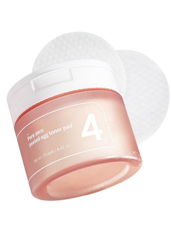 numbuzin No.4 Pore Zero Peeled Egg Toner Pad | Gentle Exfoliator, PHA, LHA, Makeup Skin Prep, Panthenol | Korean Skin Care for Face, 70 Pads, 6.42 fl.oz