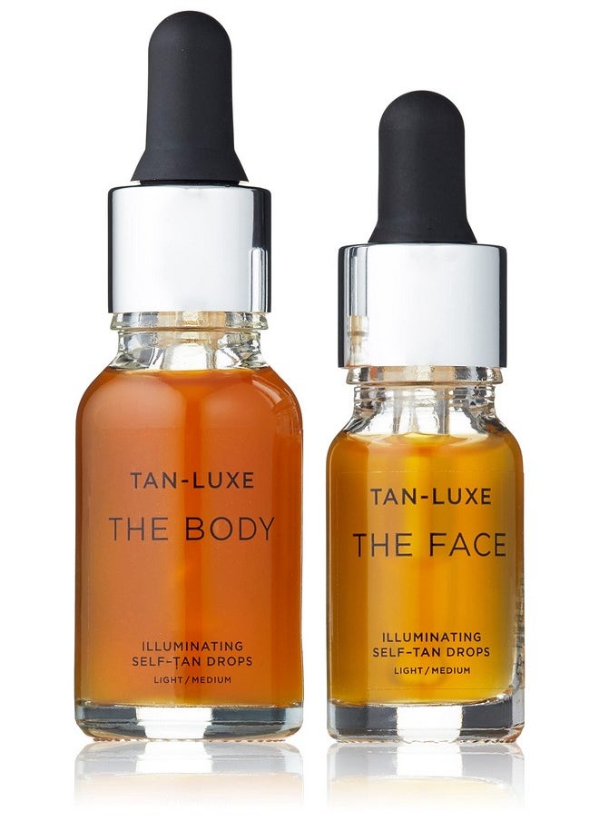 Glow Getter Kit - The Face, 10Ml, And The Body, 15Ml, Illuminating Self-Tan Drops - Light/Medium - Cruelty Free & Vegan