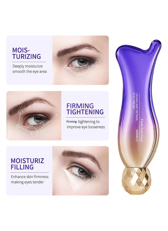 Easilydays Caviar+Retinol Eye Cream for Wrinkles, 360° Massage Under Eye Cream Face and Eye Serum Firming and Lifting, Instant Hydrating, Deep Moisturizing for Dark Circles Puffiness Fine Lines, Bags