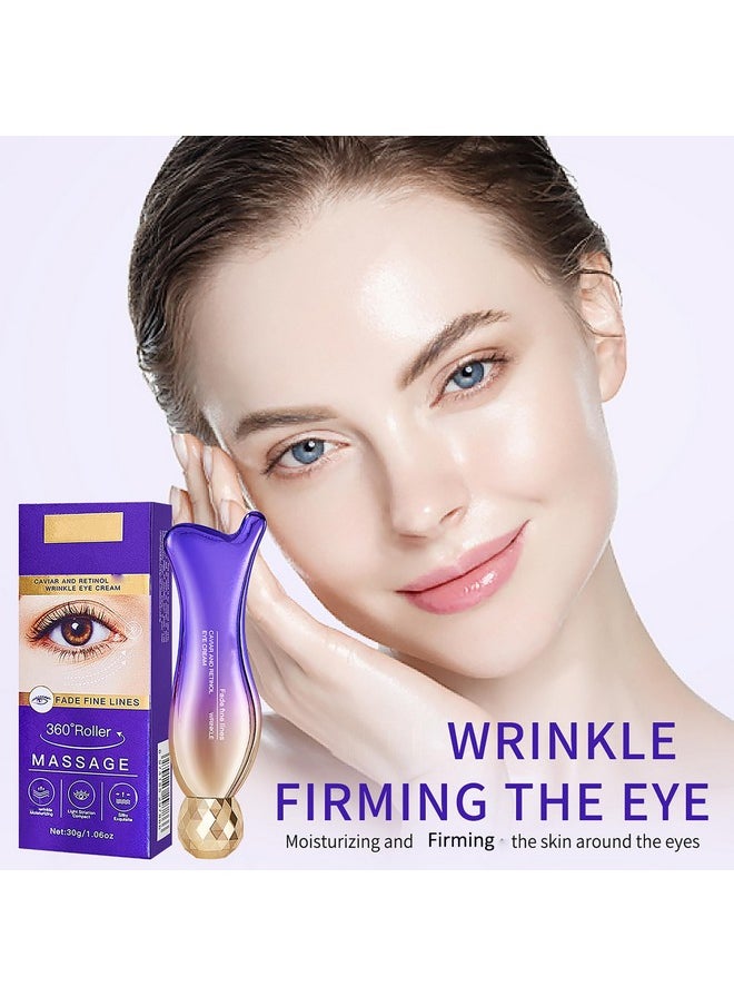 Easilydays Caviar+Retinol Eye Cream for Wrinkles, 360° Massage Under Eye Cream Face and Eye Serum Firming and Lifting, Instant Hydrating, Deep Moisturizing for Dark Circles Puffiness Fine Lines, Bags